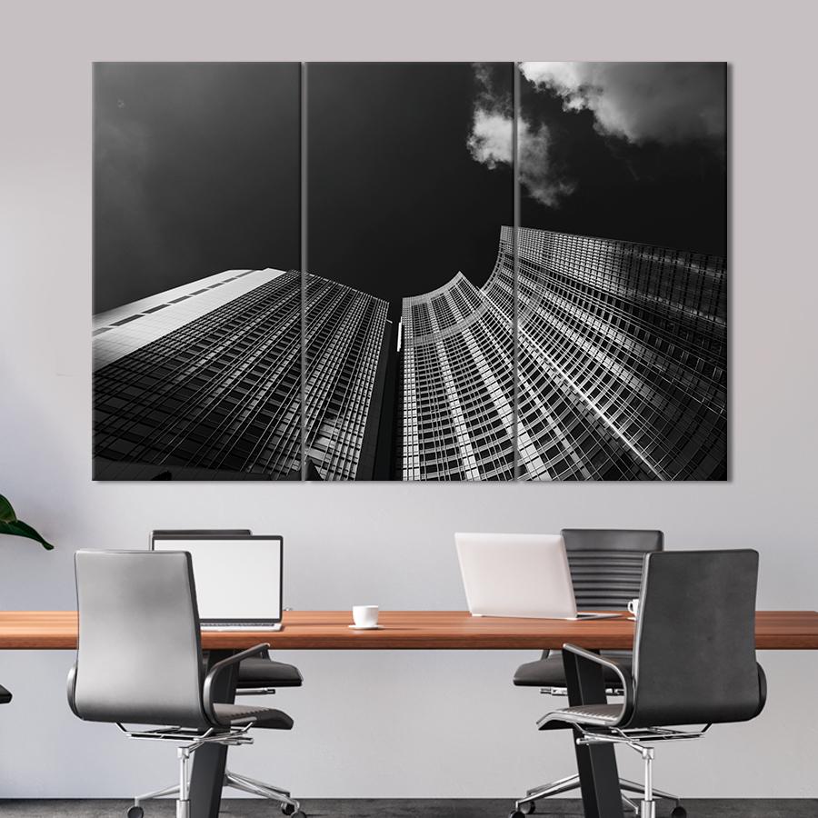 Картина город Чёрно-белые небоскрёбы 128x81 см (A837-3)