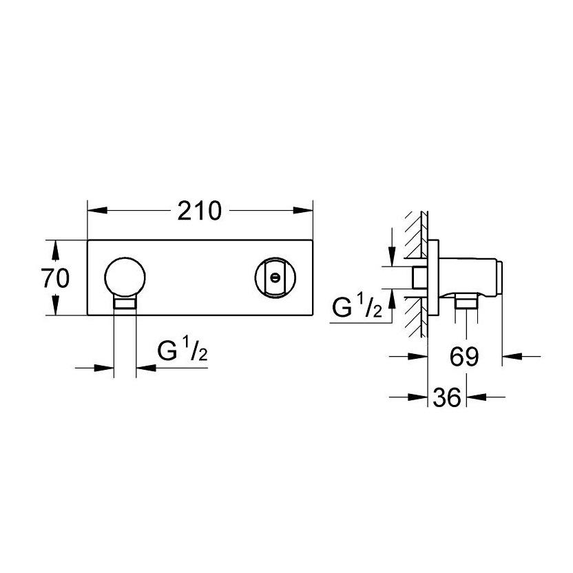 Підключення душового шлангу Grohe Grohtherm F 27621000 з тримачем для лійки Хром (143118) - фото 2