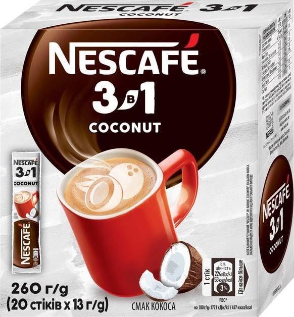 Кофейный напиток Nescafe 3в1 Coconut в стиках 20 шт. 13 г