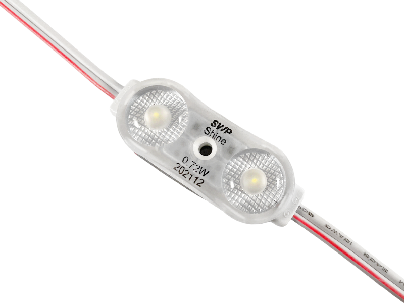 Светодиодный модуль с линзой SMD2835 2 LED 12В 0.72Вт IP67 холодный белый (5792)