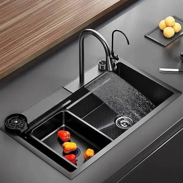 Мийка для кухні Kraft Handmade Водоспад Nano зі змішувачем і функцією миття склянок 68x46x22 см (25243861)