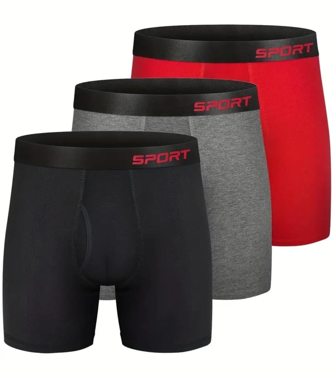 Набір трусів чоловічих боксери подовжені Ares 3 шт. XXL Чорний/Сірий/Червоний (2513173537) Набір трусів чоловічих боксери подовжені Ares 3 шт. XXL Чорний/Сірий/Червоний (2513173537)