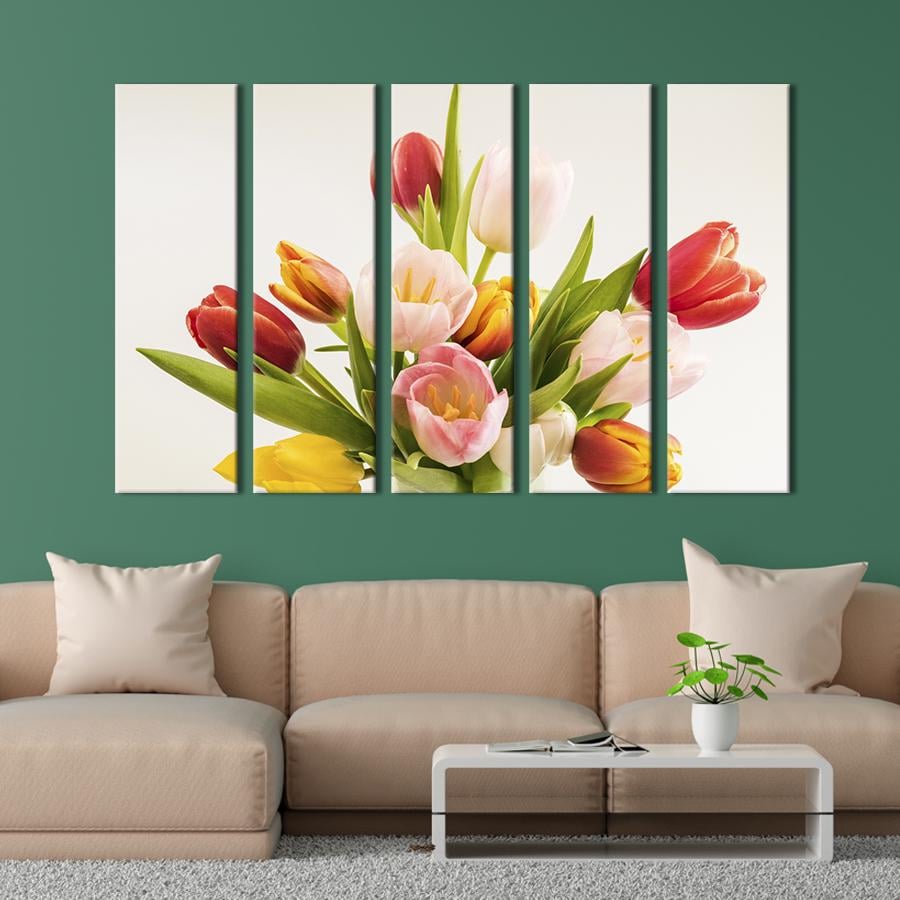 Картина на холсте Разноцветные весенние тюльпаны 87x50 см (964-51)