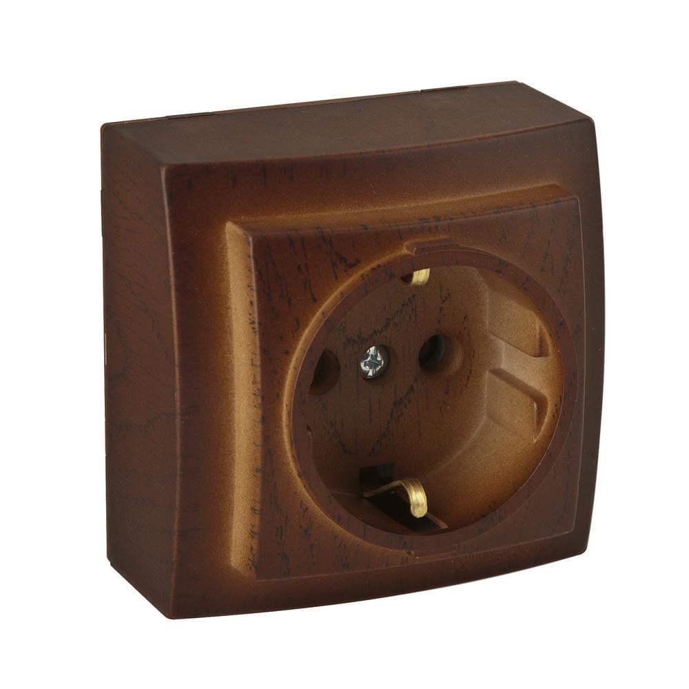 Розетка Nilson Themis одинарная с заземлением Орех (26271017)