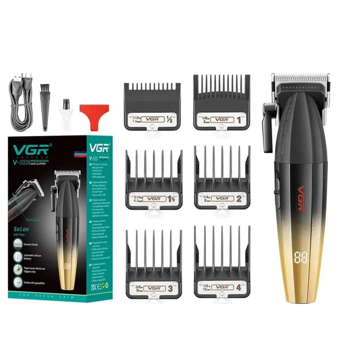 Машинка для стрижки професійна VGR Professional Turbo VGR-003 зі змінними насадками Black/Gold (18025579) Машинка для стрижки професійна VGR Professional Turbo VGR-003 зі змінними насадками Black/Gold (18025579)
