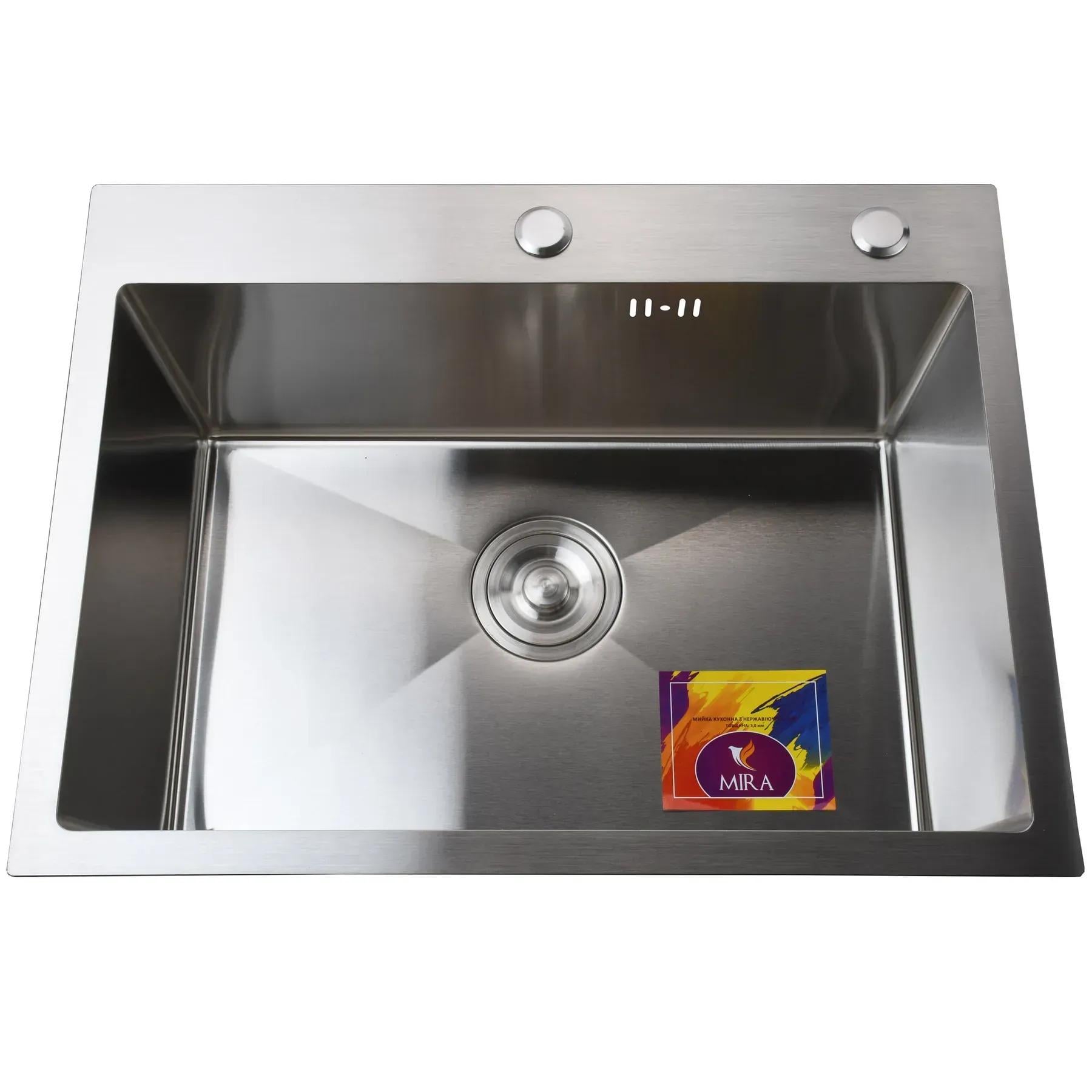 Мийка кухонна Mira 6045HS 3 мм 600х450 мм з дозатором Сатин (32093)
