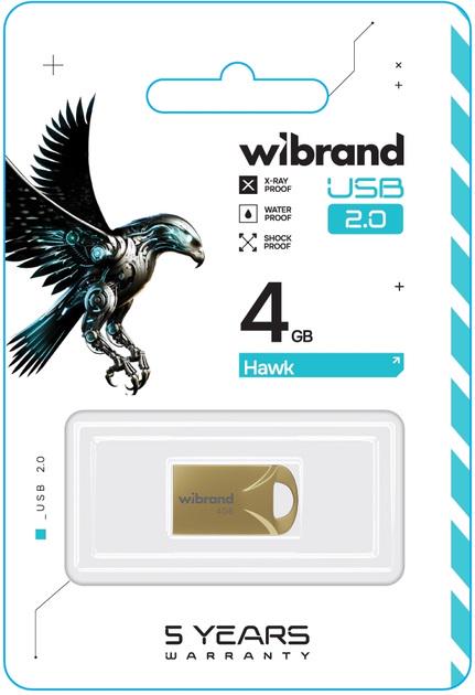 Флеш-пам'ять USB моноблок Wibrand USB 2.0 Hawk 4 Gb WI2.0/HA4M1G Gold (600971) - фото 1