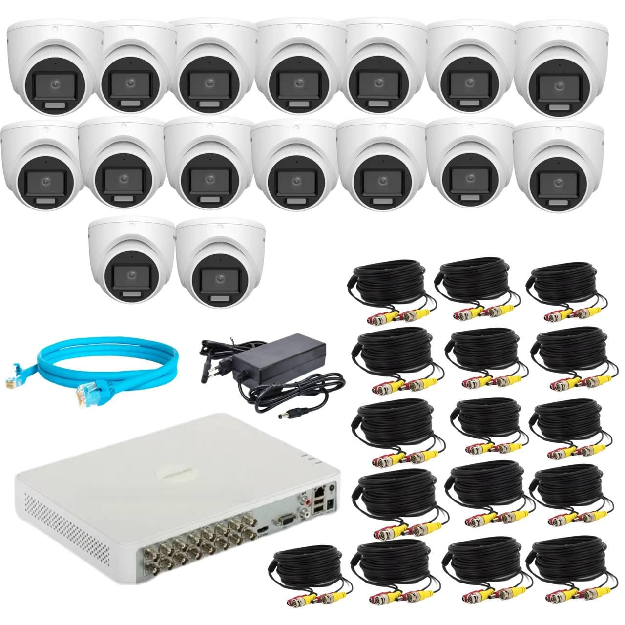 Комплект відеонагляду Hikvision 2Mp-THD-Hybrid-Acusense-DS-2CE76D0T-LMFS на 16 камер (24190989)