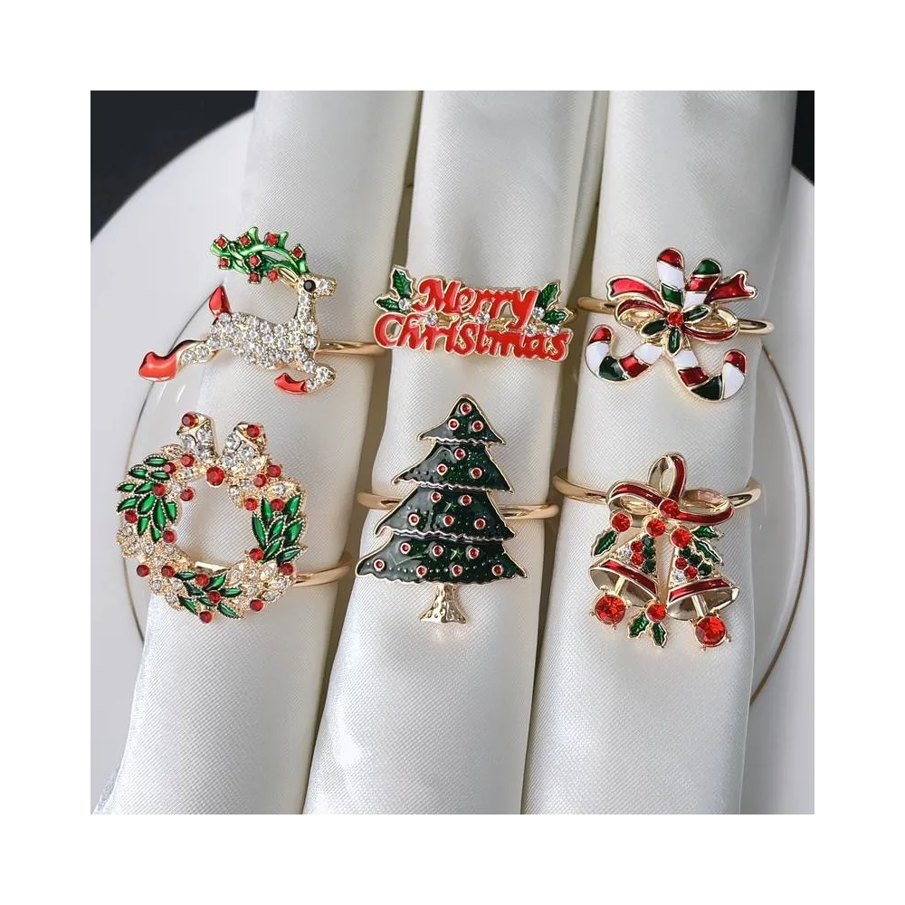 Набір кілець для серветок Різдво 6 шт. Золотий (10999)