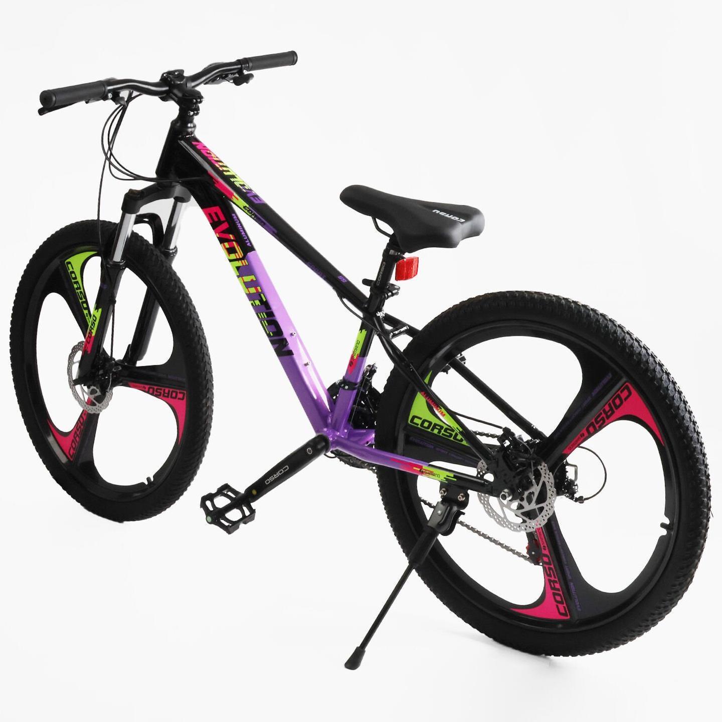 Велосипед горный Corso Evolution алюминиевый литые диски 26"/13" Черно-фиолетовый (824568382) - фото 3 Велосипед горный Corso Evolution алюминиевый литые диски 26"/13" Черно-фиолетовый (824568382) - фото 3