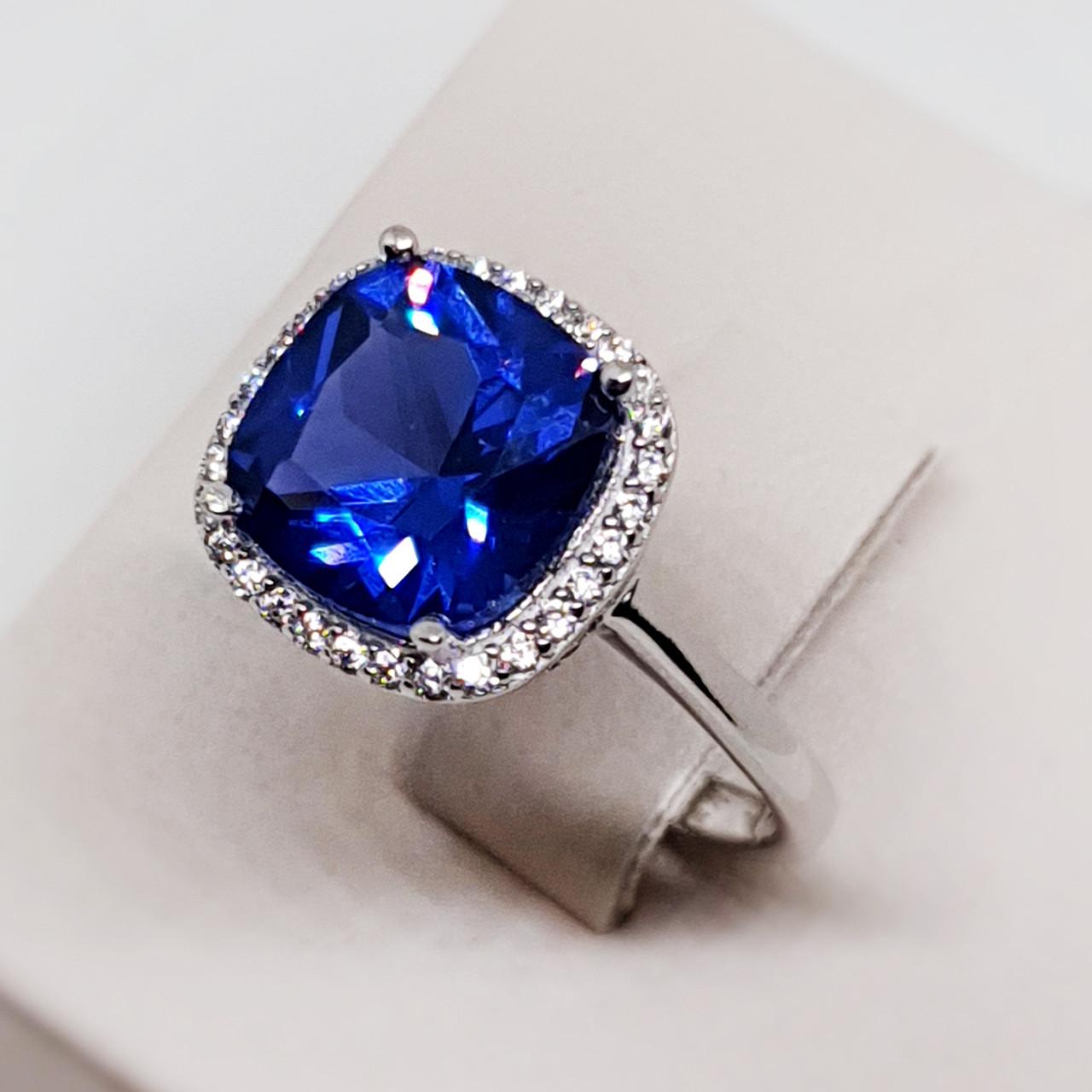 Кольцо серебряное с танзанитом и кубическим цирконием р. 18,5 3,86 г (1535308313)