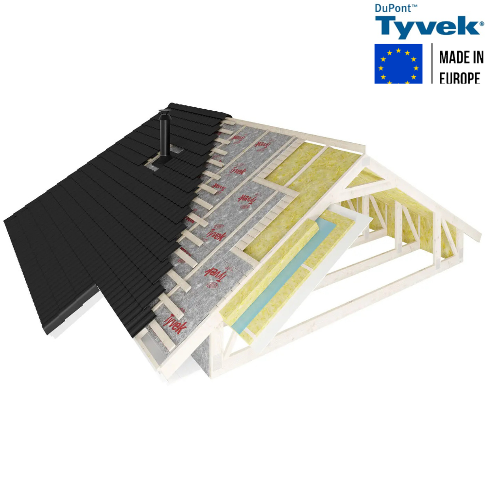 Мембрана супердиффузионная TYVEK PRO Tape с клейкой лентой 1,5x50 м 75 м2 124 г/м2 (310018) - фото 10 Мембрана супердиффузионная TYVEK PRO Tape с клейкой лентой 1,5x50 м 75 м2 124 г/м2 (310018) - фото 10
