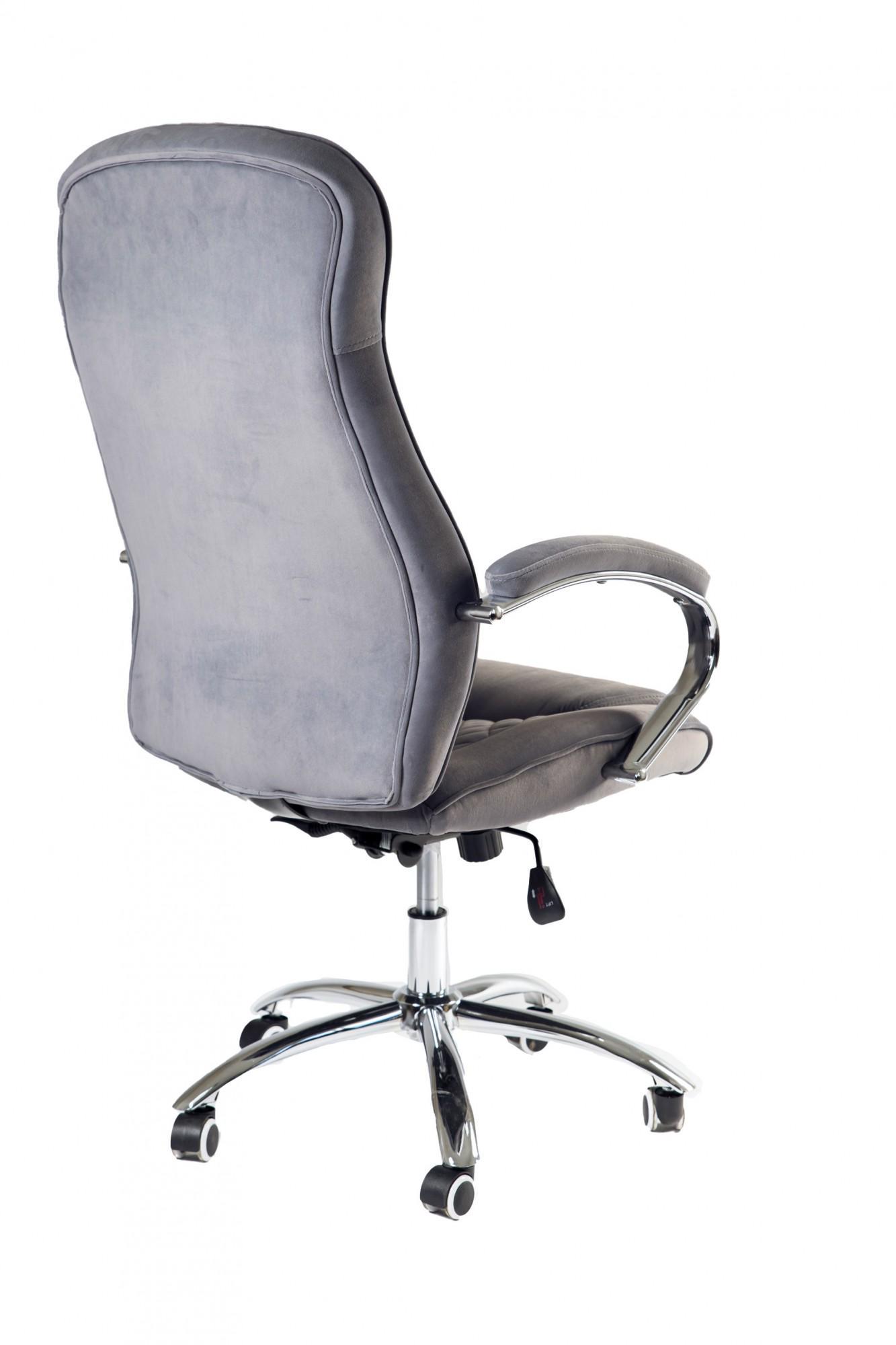 Кресло офисное компьютерное LamboDesign хром Anyfix экозамша Серый - фото 4