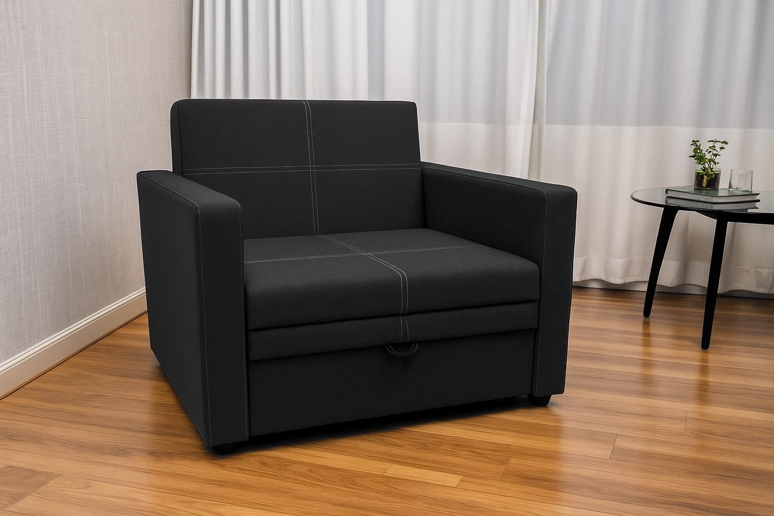 Диван-кресло мягкий раскладной Tobi Sho Максиан рогожка Bahama 1140х850х830 мм 42/Антрацит