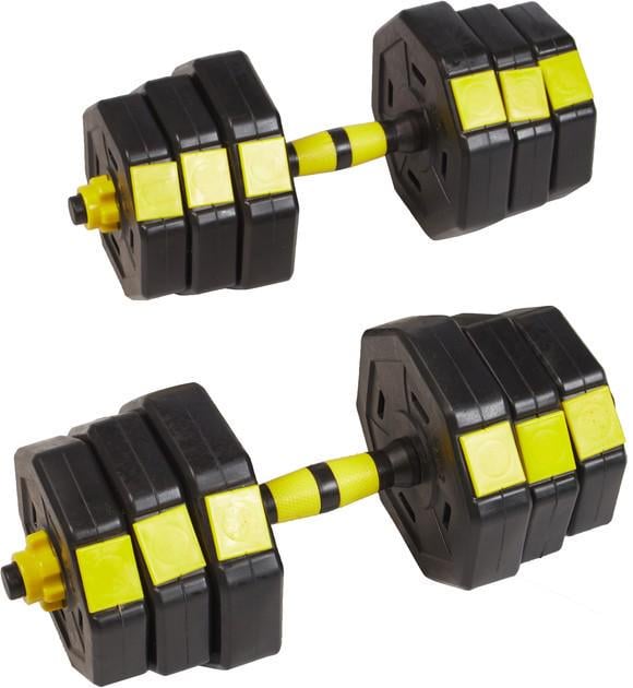 Набор регулируемых гантелей TECOFIT пластиковые 20 кг Желто-черный (TOP20056146) Набор регулируемых гантелей TECOFIT пластиковые 20 кг Желто-черный (TOP20056146)