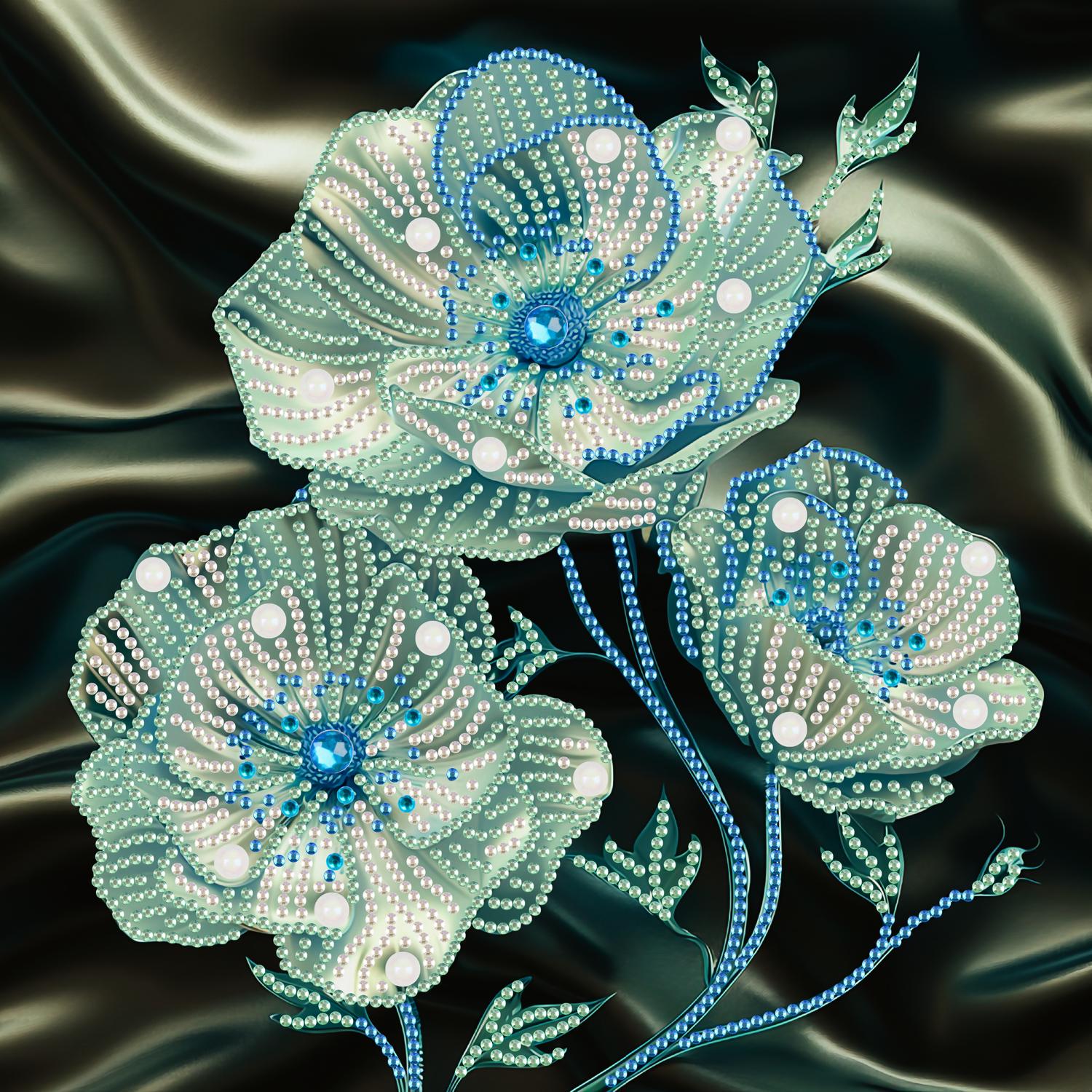 Алмазна мозаїка Brushme Білі квіти 25x25 см (BH004) Алмазна мозаїка Brushme Білі квіти 25x25 см (BH004)