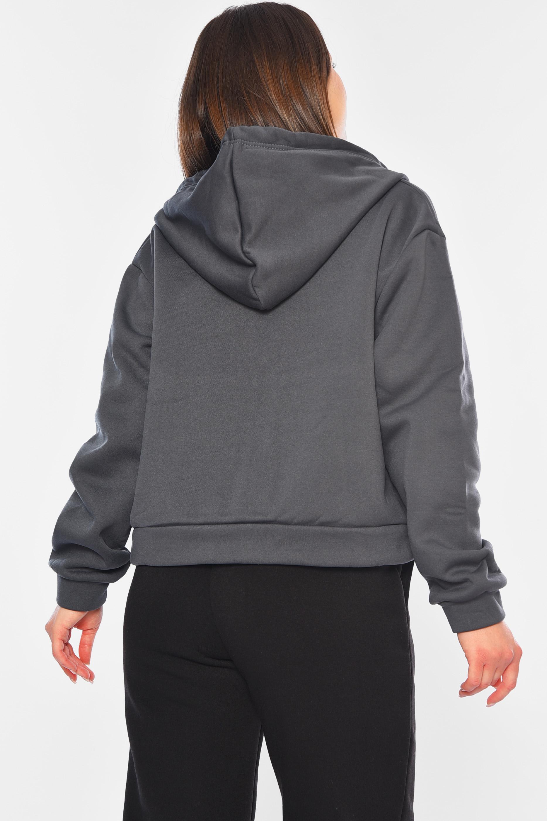 Худі жіноче на флісі M-L Темно-сірий (194540) - фото 3