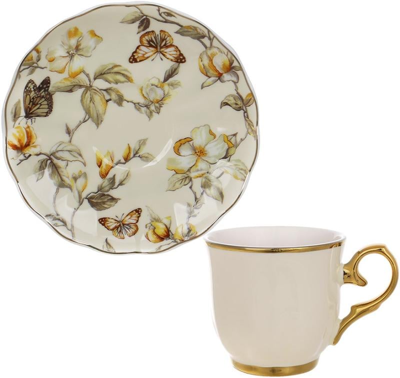 Кофейный сервиз Cream Magnolia 6 чашек с блюдцами 90 мл