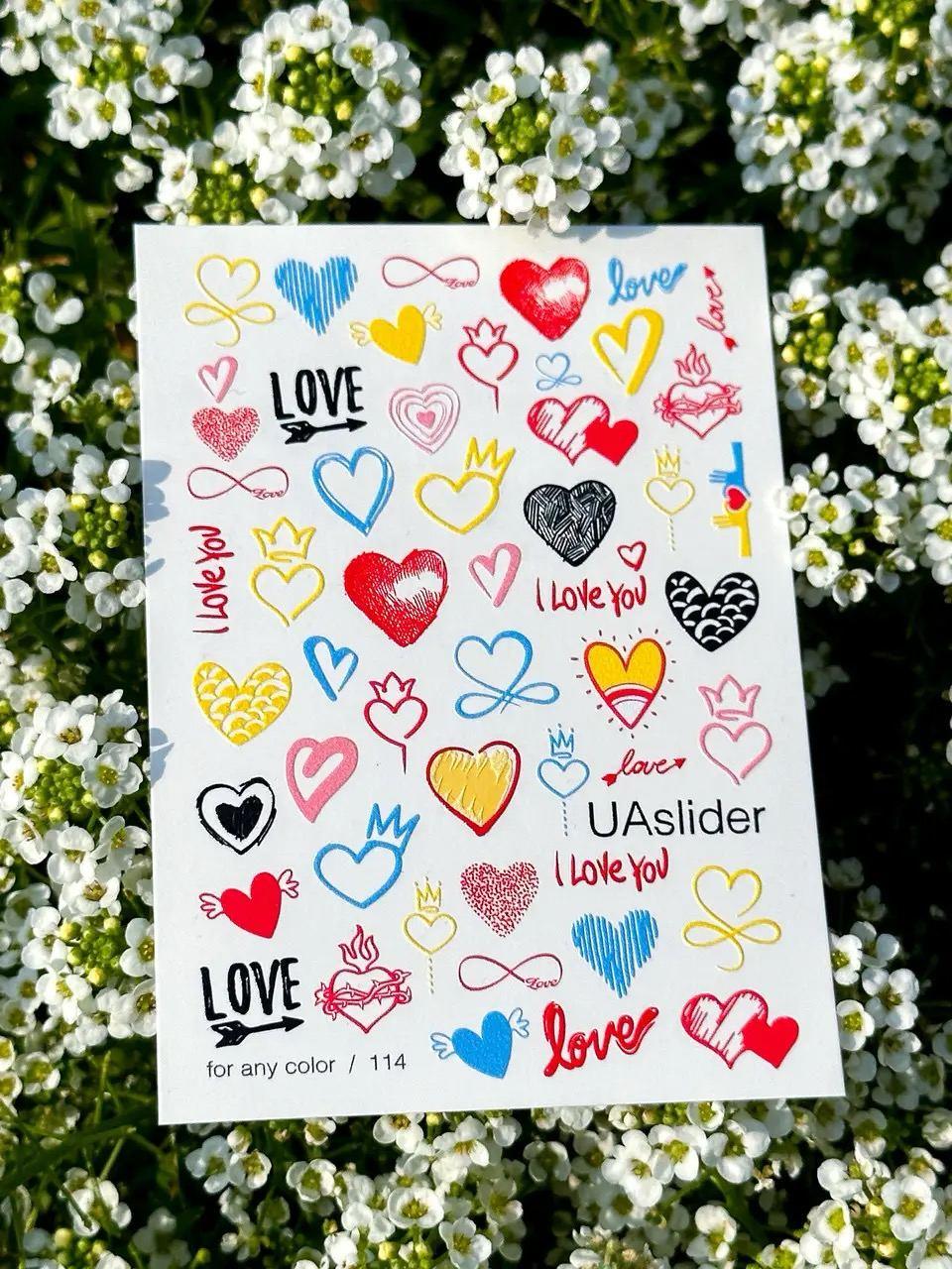 Слайдер для маникюра UASlider Сердца 114