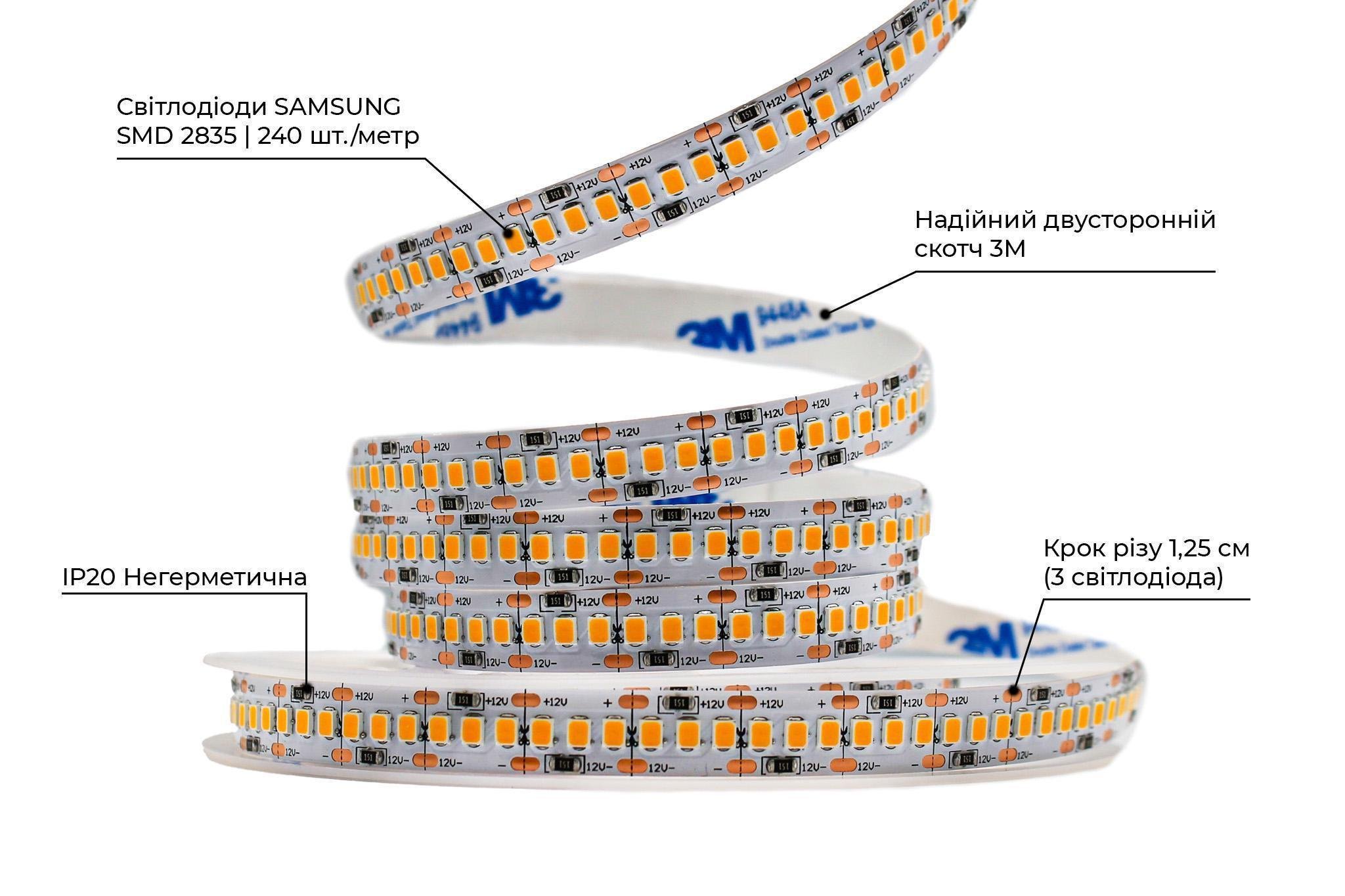 Светодиодная лента Prolum 2835/240 IP20 Series-SG 12V Теплый Белый (28522732) - фото 3 Светодиодная лента Prolum 2835/240 IP20 Series-SG 12V Теплый Белый (28522732) - фото 3