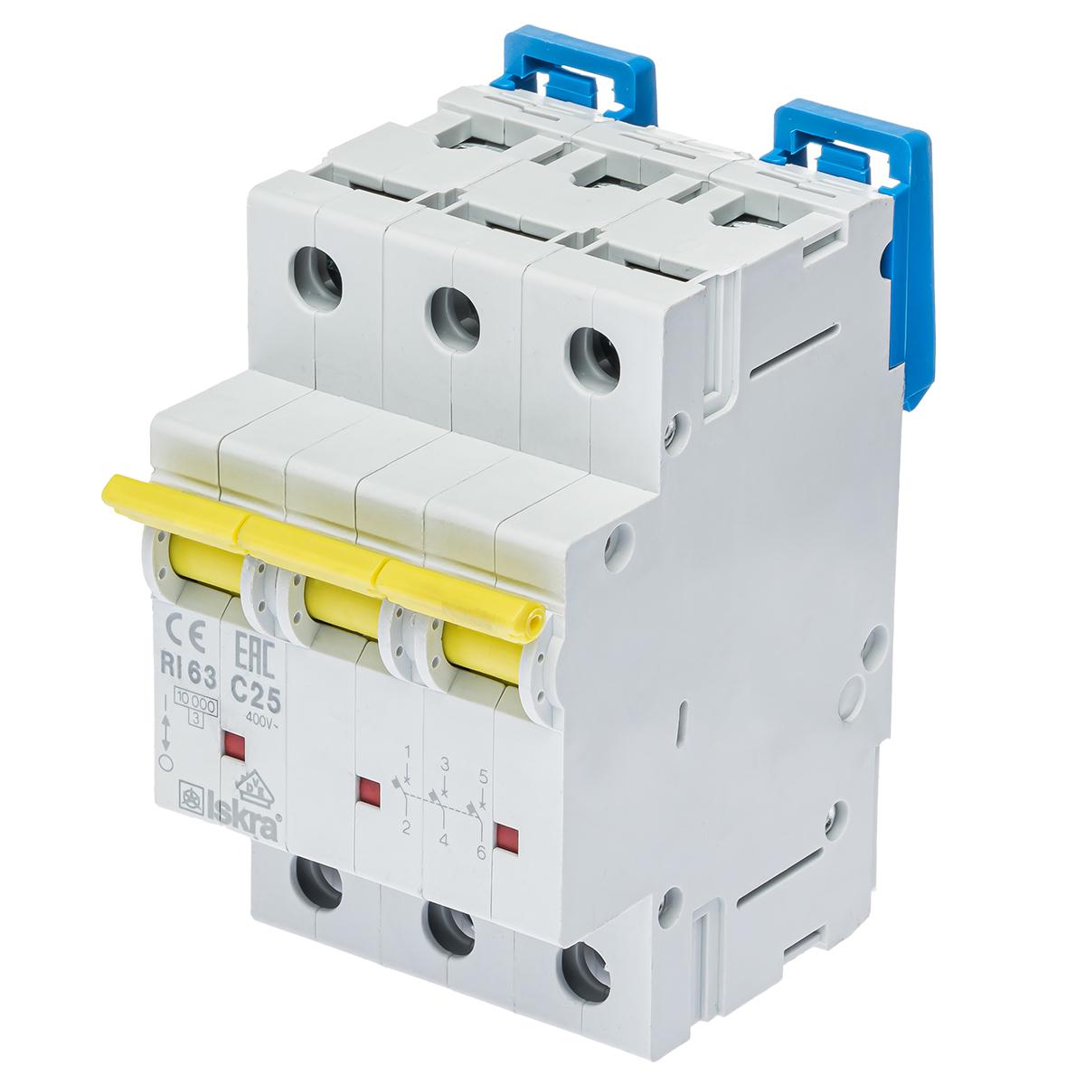 Модульный автоматический выключатель ISKRA RI63C25A 3P 25 A C 10 kA DIN IP20 (786100106000)