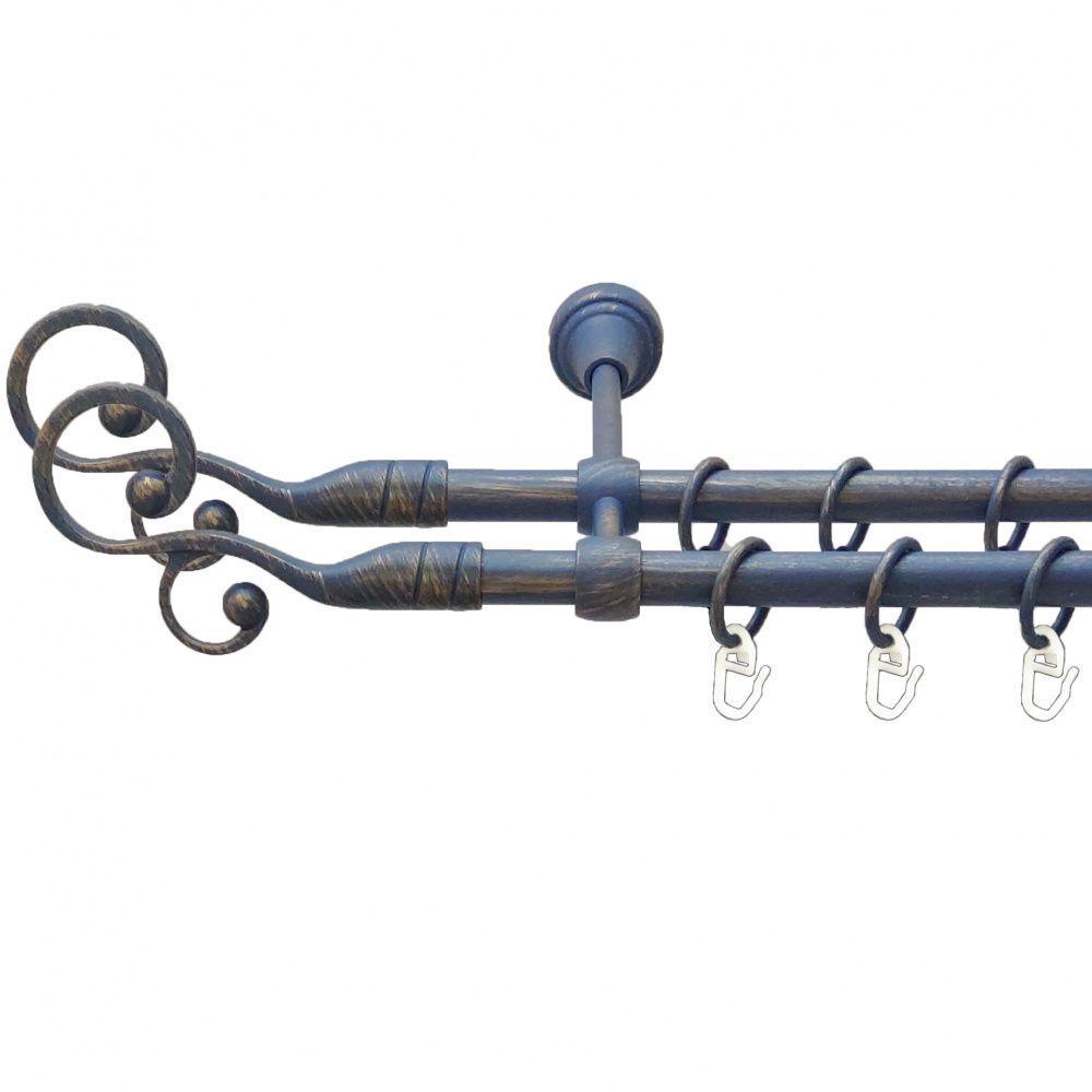 Карниз Orvit Флорес двухрядный гладкий 16/16 мм 160 см Золотой/Голубой (00-00009106)