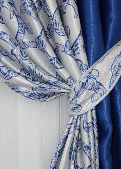 Штори комбіновані блекаут 1,5х2,7 м 2 шт. Синій/Сірий (016дк/10-500) - фото 2