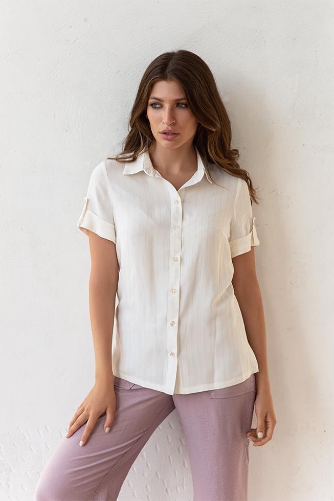 Блуза Lipar 2160 классика короткий рукав р. 46 Белый (16895630)