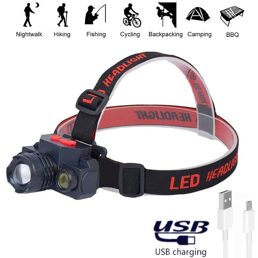 Фонарик налобный светодиодный КХ-1805 аккумуляторный Черный/Красный (1009089-Black) - фото 5