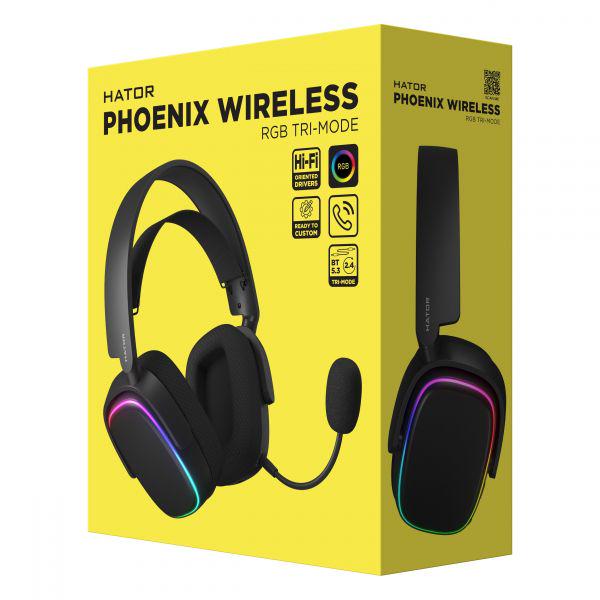 Наушники Hator Phoenix Wireless RGB Tri-mode Black (HTA-870) - фото 6