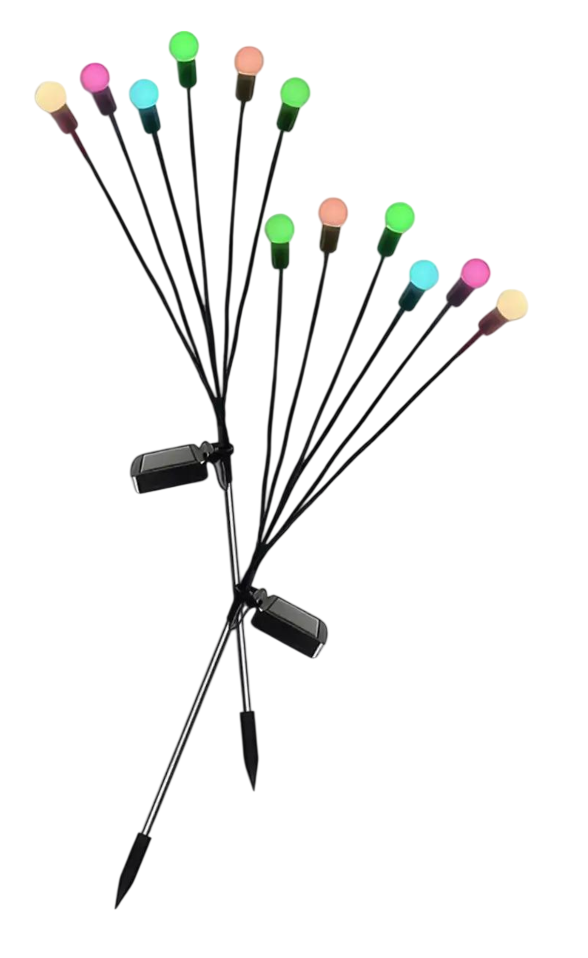 Набір садових світильників Ideal на сонячній батареї RGB 70 см 2 шт. Різнобарвний (665411Ю)