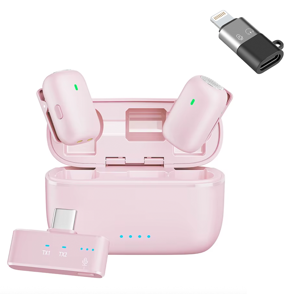 Микрофон беспроводной петличный M19 для телефонов с Type-C/адаптером Type-C на Lightning Pink (115111116)
