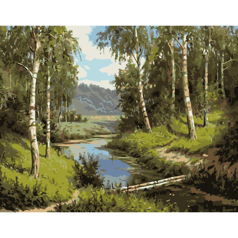 Картина за номерами Strateg Преміум Березовий місток 40x50 см (GS125) Картина за номерами Strateg Преміум Березовий місток 40x50 см (GS125)