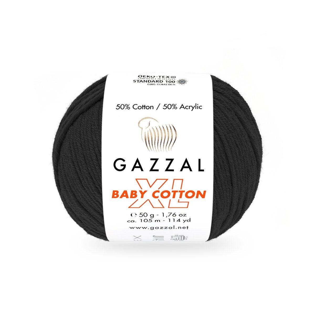 Пряжа Gazzal Baby Cotton XL 3433 Черный