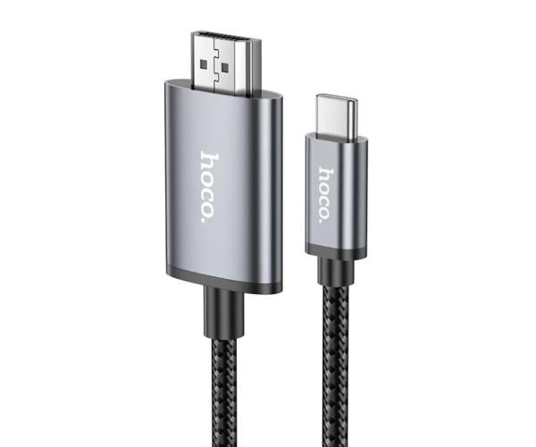 Видео кабель Hoco UA27 Type-C to HDMI 4K 2 м Gray/Black Видео кабель Hoco UA27 Type-C to HDMI 4K 2 м Gray/Black