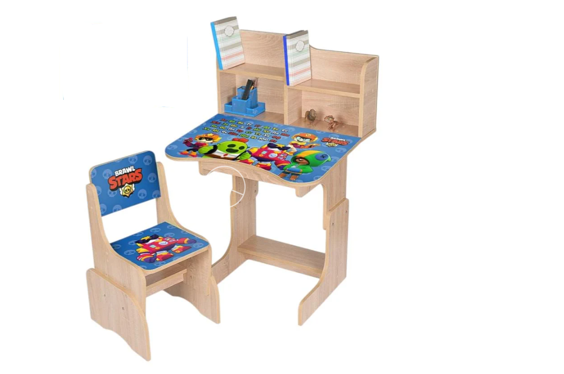 Парта детская с полкой и стулом Bambi (N 2071-12-3)