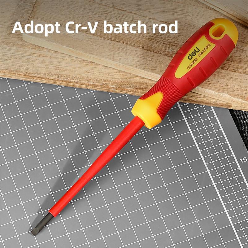 Викрутка шлiцьова Ізольована Deli Tools EDL5141001 4.0*100 мм (27206869) - фото 3 Викрутка шлiцьова Ізольована Deli Tools EDL5141001 4.0*100 мм (27206869) - фото 3