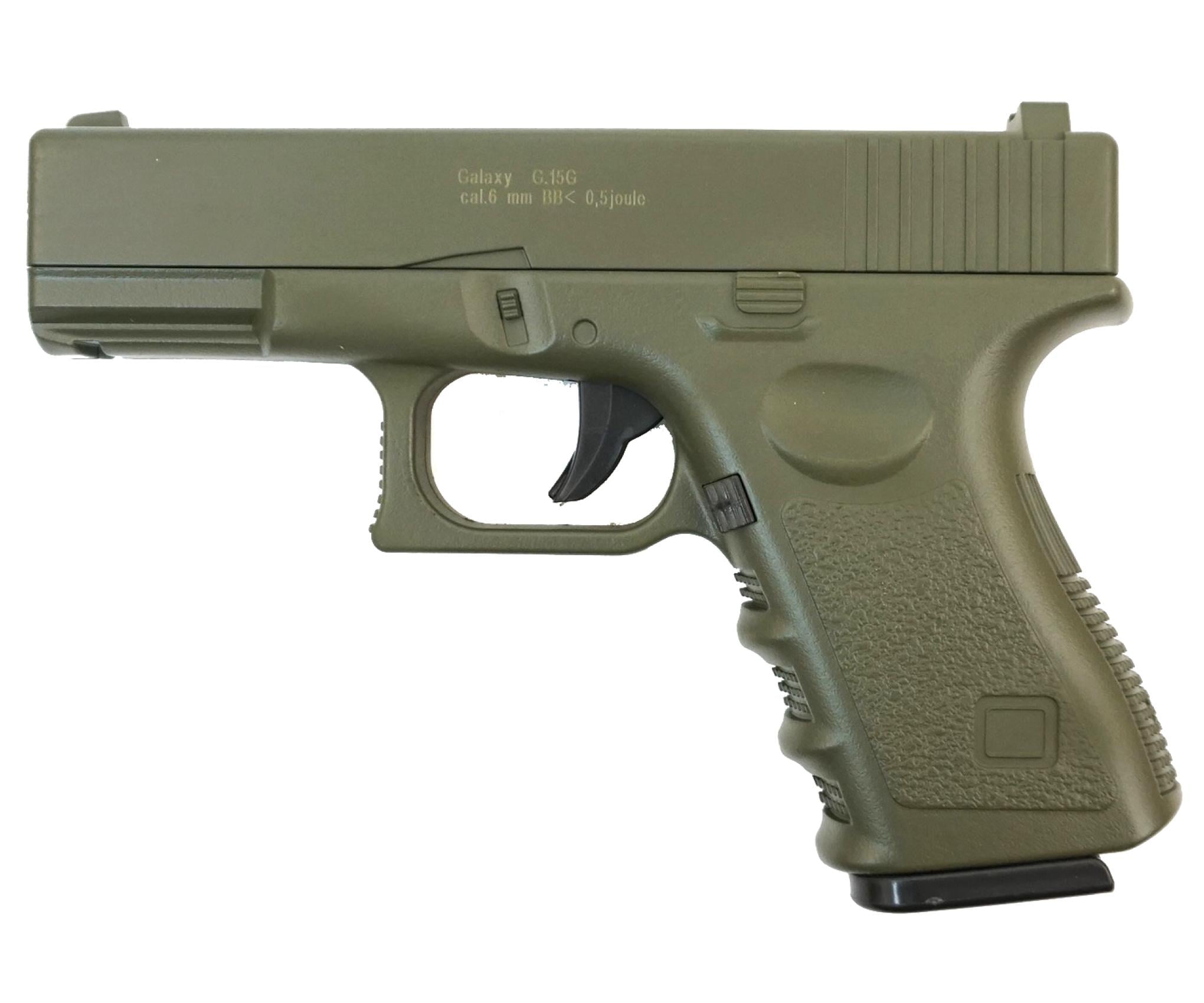 Пистолет металлический страйкбольный пнемавматический Глок Galaxy Glock 17 стреляет пульками 6 мм Зеленый (25626740)