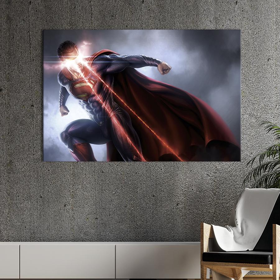 Настенный декор картина на холсте для интерьера Супермен в ярости 80x54 см (767-1)