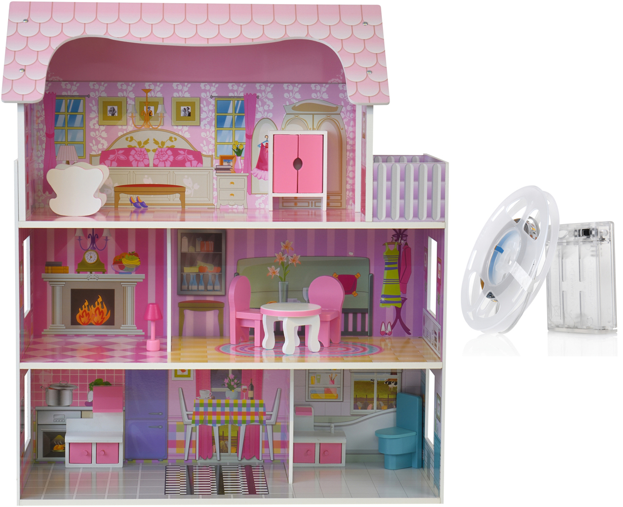 Деревянный кукольный дом с LED подсветкой (3892) - фото 4 Деревянный кукольный дом с LED подсветкой (3892) - фото 4