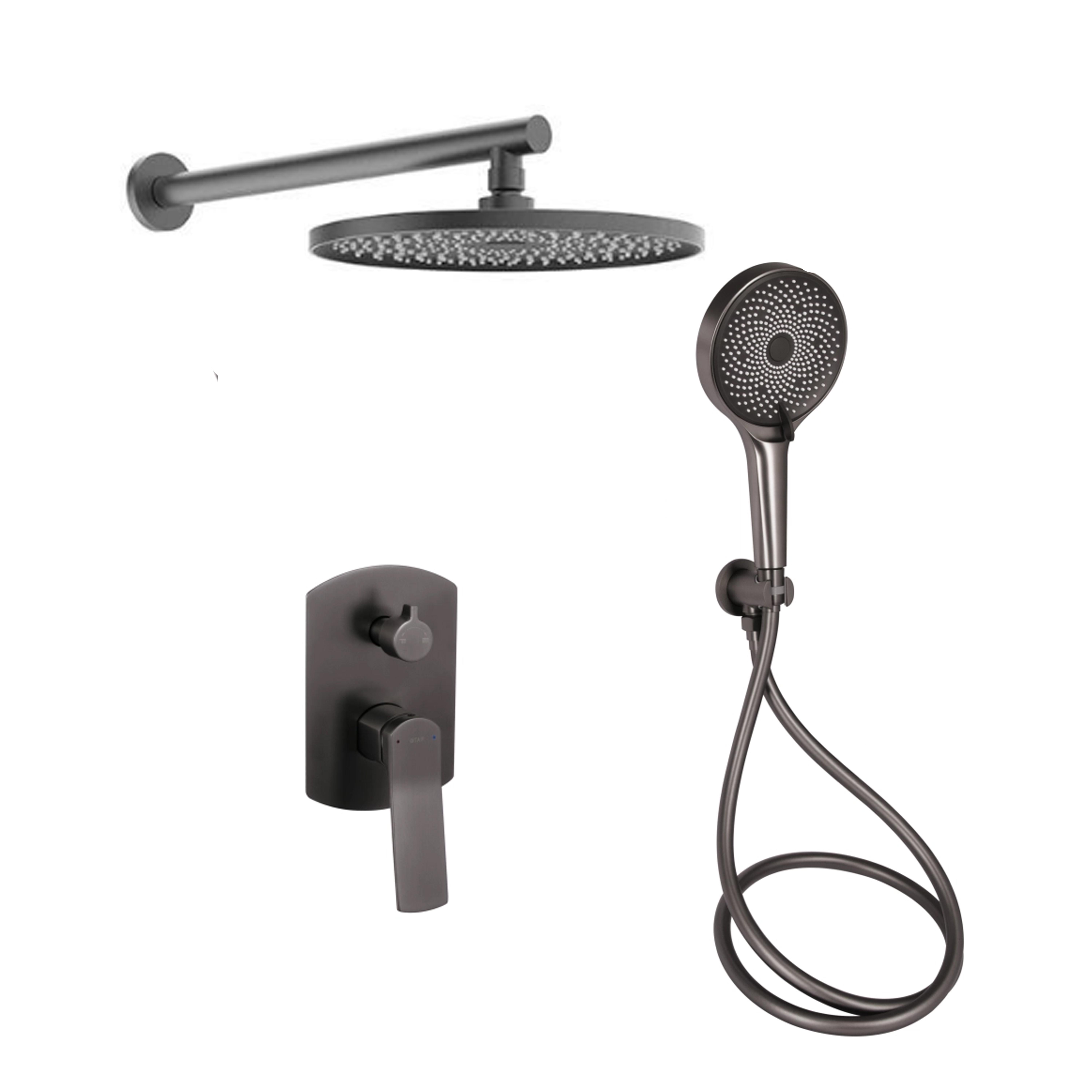 Душевая система Qtap Slavonice скрытого монтажа на два потребителя Gunmetal Black PVD (QTSLA113GMB45899)