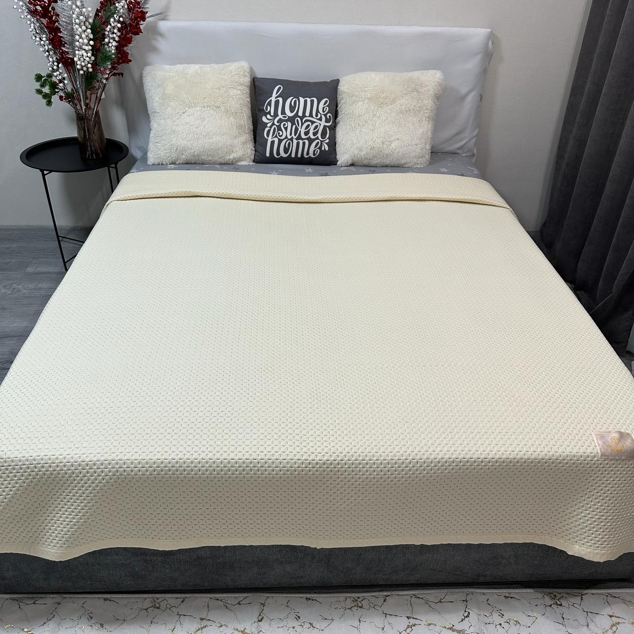 Покрывало на кровать евро 200x230 см Молочный (28796092) - фото 4 Покрывало на кровать евро 200x230 см Молочный (28796092) - фото 4