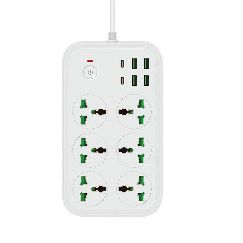 Подовжувач IQPOWER T24 6 розетки/4 USB/2 TIPE C 2 м Білий (599a89d3) - фото 1