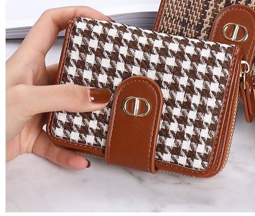 Кошелек женский складной Гусиная лапка Коричневый (A_10154)