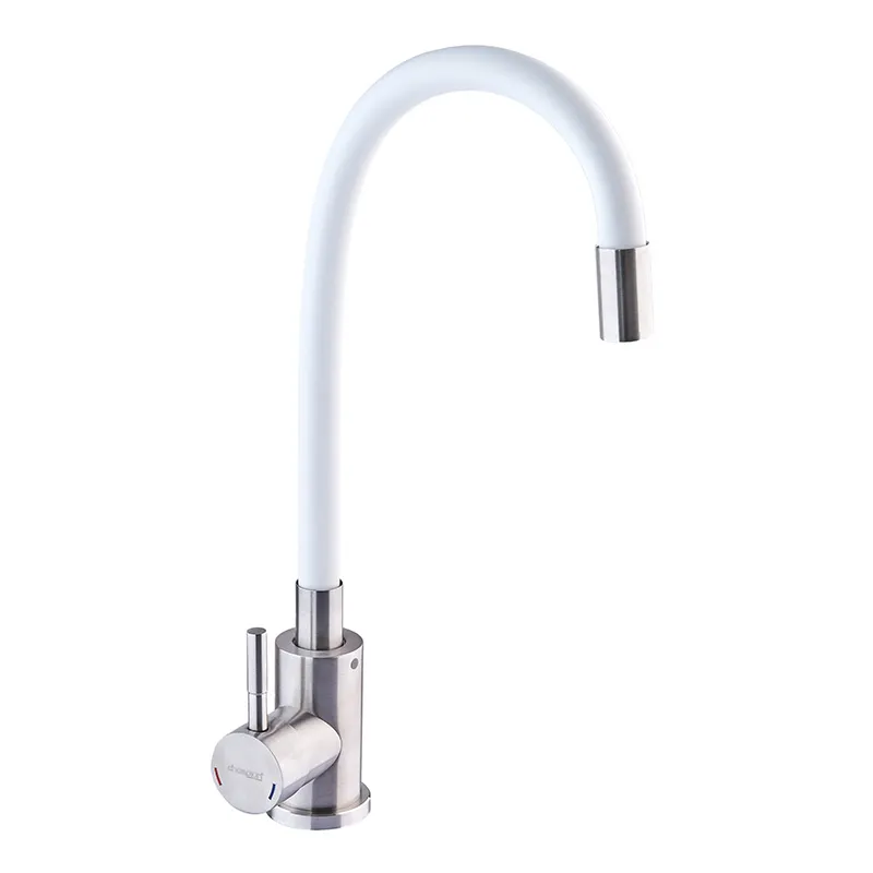 Смеситель для кухни с силиконовым изливом Champion SUS-011 White из нержавеющей стали (CH0331)