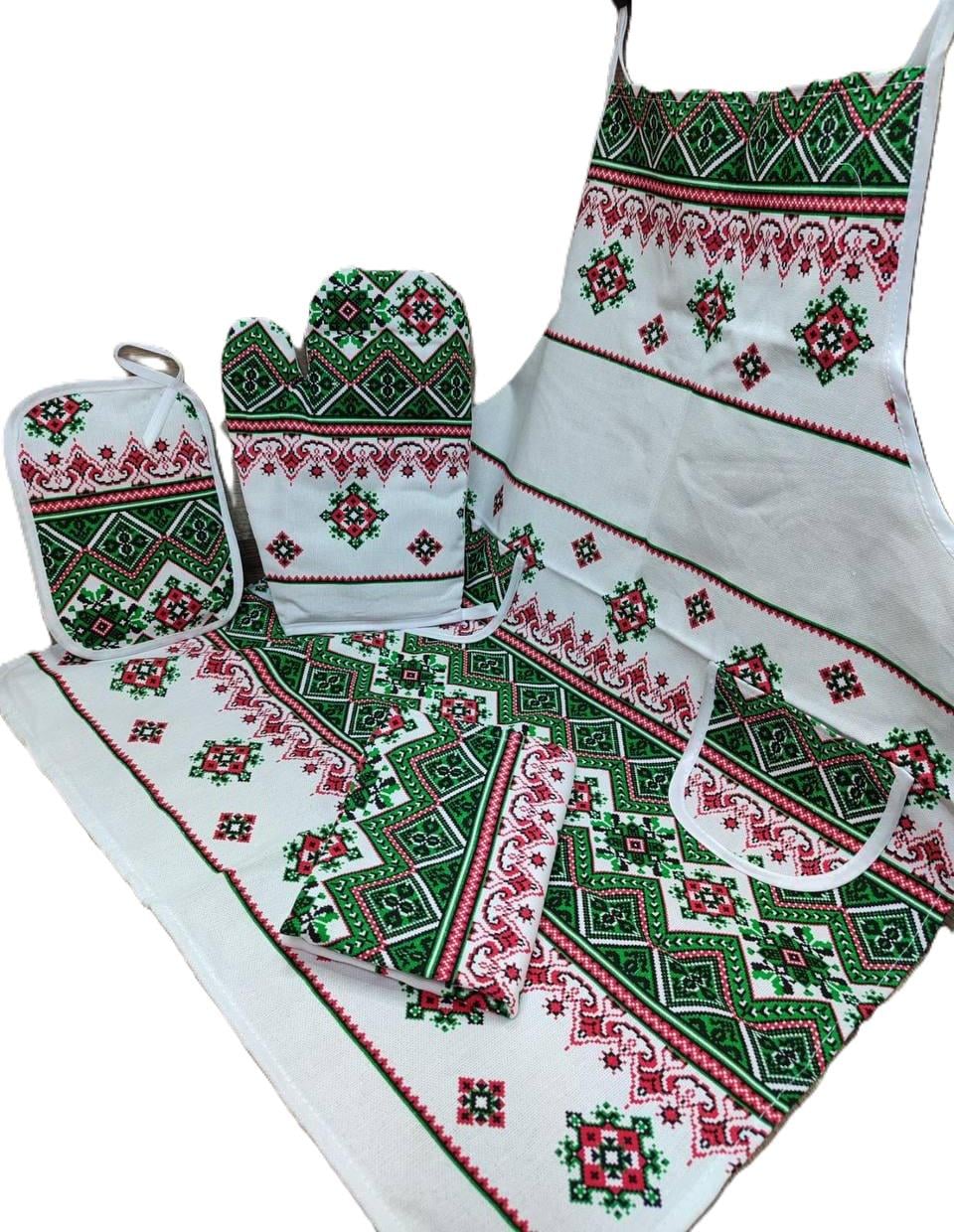 Набор для кухни фартук/прихватка/перчатка Зеленый (Д-fartuh0013)