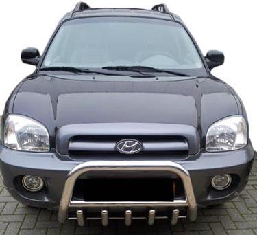 Кенгурятник WT003 CAN для Hyundai Santa Fe 1 2000-2006 гг. нержавеющая сталь Хром