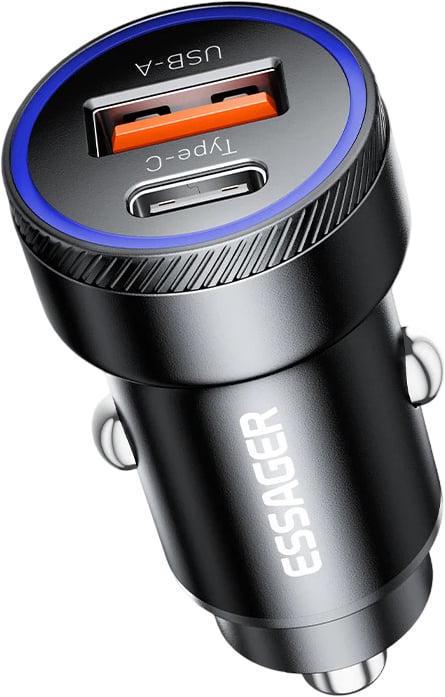 Зарядное устройство автомобильное ESSAGER ES-CC11 54Wmax PD3.0 QC3.0 FCP USB/Type-C LEDLight Black (43712)