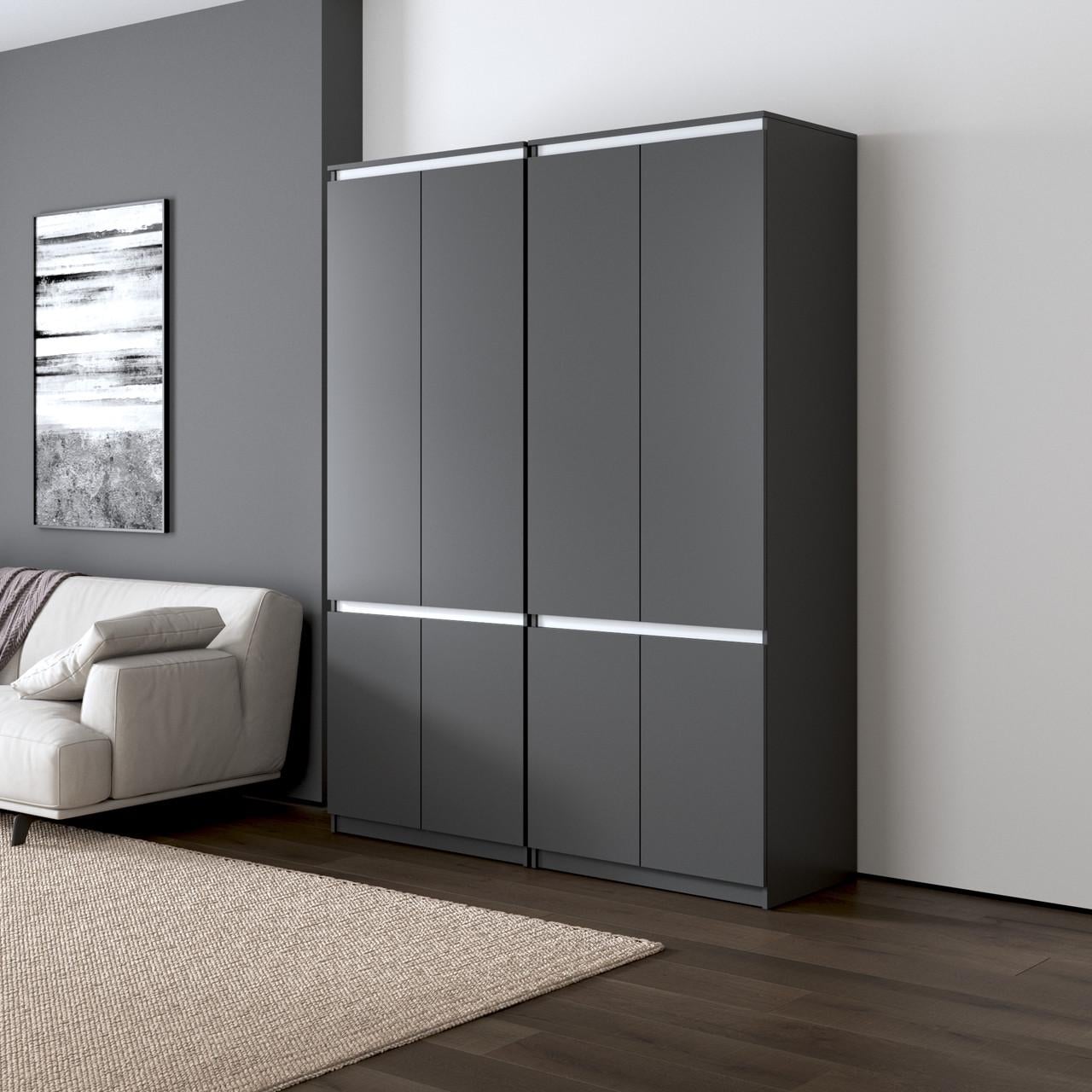 Мебельный комплект для одежды Вайс R10/R24 1604х500х2110 мм Антрацит-Белые планки (30853756)