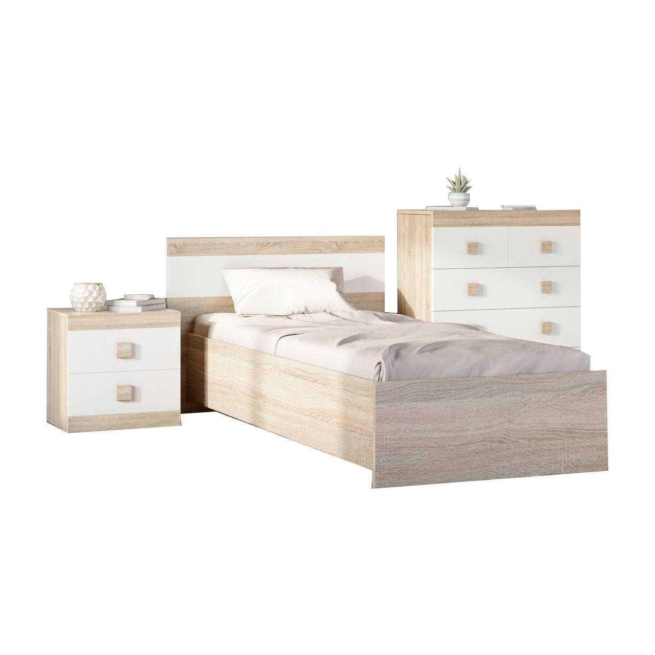 Спальня дитяча Еверест Соната Комплект 8 модульна 3 елементи Дуб сонома/Білий (DTM-2593)